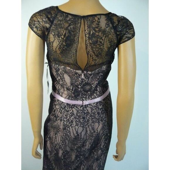 $1260 Verdin New York Black Nude Lace Pink Beaded Waist Mermaid Gown 10 NWT - Picture 11 of 11